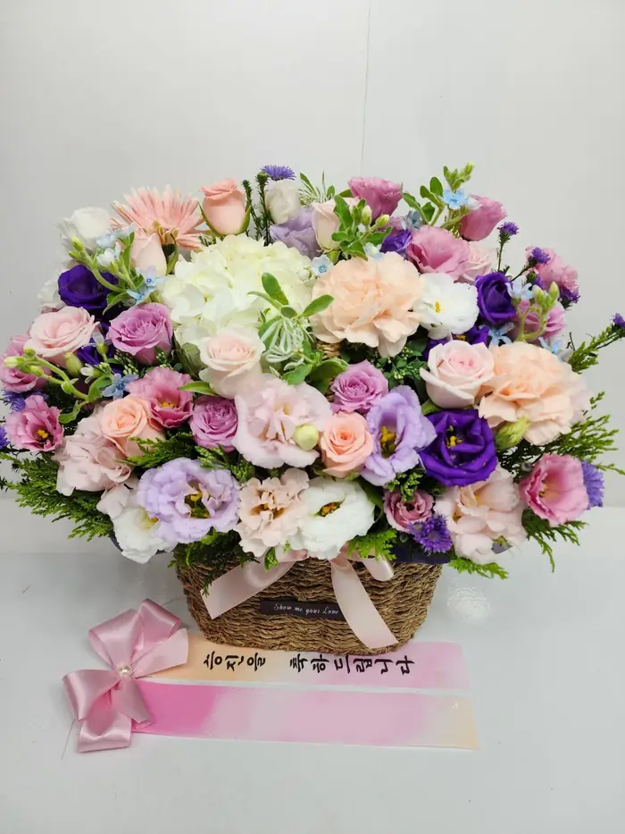 실제 배송된 꽃바구니